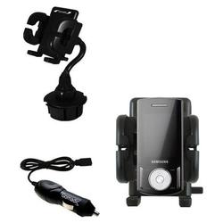 Gomadic Samsung SGH-F400 Auto Cup Holder with Car Charger - Uses TipExchange