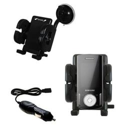 Gomadic Samsung SGH-F400 Flexible Auto Windshield Holder with Car Charger - Uses TipExchange