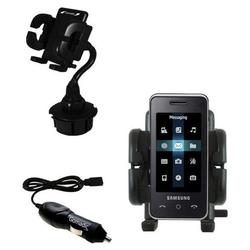 Gomadic Samsung SGH-F490 Auto Cup Holder with Car Charger - Uses TipExchange