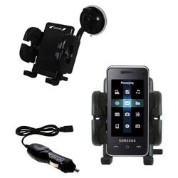 Gomadic Samsung SGH-F490 Flexible Auto Windshield Holder with Car Charger - Uses TipExchange