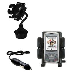 Gomadic Samsung SGH-T739 Auto Cup Holder with Car Charger - Uses TipExchange