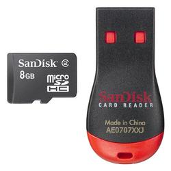 SanDisk 8GB MicroSDHC Memory Card Class 2 MicroSD w/ USB 2.0 MobileMate Card Reader (BULK)