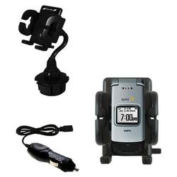 Gomadic Sanyo Pro 200 Auto Cup Holder with Car Charger - Uses TipExchange