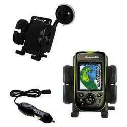 Gomadic Sonocaddie v300 GPS Flexible Auto Windshield Holder with Car Charger - Uses TipExchange