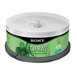 SONY CORPORATION RECORDING MEDIA Sony 4x CD-RW Media - 700MB - 120mm Standard - 25 Pack Spindle