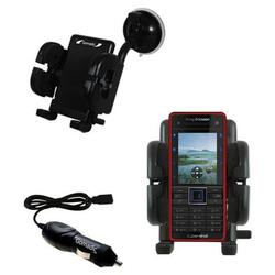 Gomadic Sony Ericsson C902 Flexible Auto Windshield Holder with Car Charger - Uses TipExchange