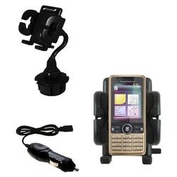 Gomadic Sony Ericsson G700 Auto Cup Holder with Car Charger - Uses TipExchange
