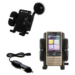 Gomadic Sony Ericsson G700 Flexible Auto Windshield Holder with Car Charger - Uses TipExchange