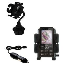 Gomadic Sony Ericsson G900 Auto Cup Holder with Car Charger - Uses TipExchange