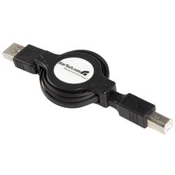 STARTECH.COM StarTech.com Retractable USB 2.0 A to B Cable - 1 x Type A USB - 1 x Type B USB - Black