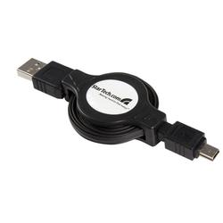 STARTECH.COM StarTech.com Retractable USB 2.0 A to Mini B Cable - 1 x Type A USB - 1 x Mini Type B USB - Black