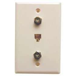 Steren 3 Socket TV/Phone Faceplate - Coaxial, RJ-11 - Ivory