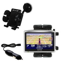 Gomadic TomTom XL 330 Flexible Auto Windshield Holder with Car Charger - Uses TipExchange