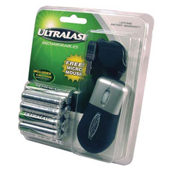 Ultralast UltraLast 4-AA & 4-AAA NiMh Batteries with Bonus Free Micro Travel Optical Mouse
