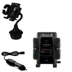 Gomadic iRiver E100 Auto Cup Holder with Car Charger - Uses TipExchange