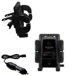 Gomadic iRiver E100 Auto Vent Holder with Car Charger - Uses TipExchange