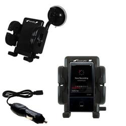 Gomadic iRiver E100 Flexible Auto Windshield Holder with Car Charger - Uses TipExchange