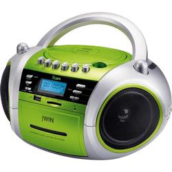 jWIN Electronics JX-CD573DGRN Portable Stereo Boombox with CD - Cassette - Radio