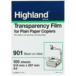 3M VISUAL SYSTEMS DIVISION 3M Highland 901 Transparency Film - Letter - 8.5 x 11 - 100 x Sheet