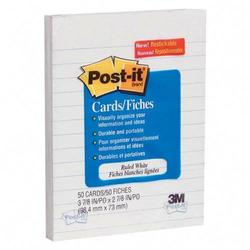 3M Post-it Ruled Restickable Index Card - 3 x 4 - 50 x Card