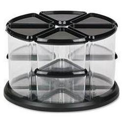 Deflecto Corporation 9-Canister Carousel Organizer, Six 3 & Three 6 Clear Canisters, Black Lids (DEF39010104)