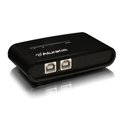 ALURATEK Aluratek 2-Port USB 2.0 Auto Sharing Switch - 2 x 4-pin Type B USB 2.0 - USB, 1 x 4-pin Type A USB 2.0 - USB - External