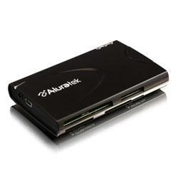 ALURATEK Aluratek 3-Port USB 2.0 Hub with Card Reader - 3 x 4-pin USB 2.0 - USB, 1 x Mini Type B - USB - External