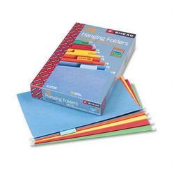 Smead Manufacturing Co. Assorted Color Hanging Folders, Legal Size, Matching 1/5 Cut Tabs, 25/Box (SMD64159)