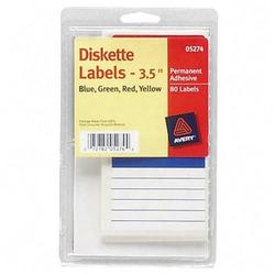 Avery-Dennison Avery Dennison 3.5 Diskette Labels - 3.5 Width - Permanent - 80 / Pack - Blue, Red, Yellow
