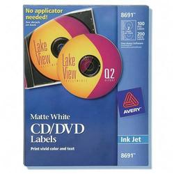 AVERY DENNISON Avery Dennison CD/DVD and Jewel Case Spine Labels - Matte - 100 x Label, 200 x Spine Labels - White (8691)