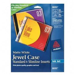 AVERY DENNISON Avery Dennison CD Jewel Case Inserts - Matte - 20 x Inserts - White (8693)