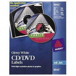 Avery-Dennison Avery Dennison CD Labels - Glossy - 20 x Label, 40 x Label - White