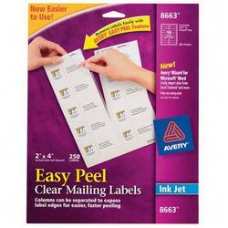 Avery-Dennison Avery Dennison Clear Ink Jet Mailing Labels - 2 Width x 4 Length/ Pack - Clear