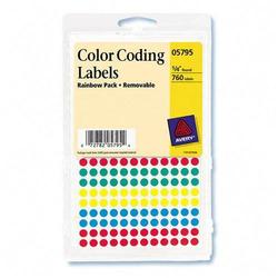 Avery-Dennison Avery Dennison Color Coding Round Labels0.25 - 760 x Label - Green, Light Blue, Red, Yellow