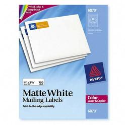 Avery-Dennison Avery Dennison Color Printing Labels - 0.75 Width x 2.2 Length - White