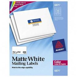Avery-Dennison Avery Dennison Color Printing Labels - 1.25 Width x 2.37 Length - White