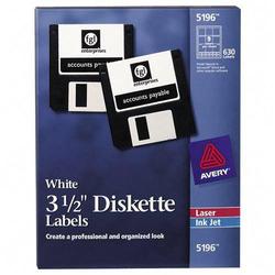 AVERY DENNISON Avery Dennison Diskette Label - 3.5 Diameter - Permanent - 630 / Box - White (5196)