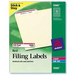 Avery-Dennison Avery Dennison Filing Label - 0.66 Width x 3.43 Length - Permanent - 1500 Label - Red