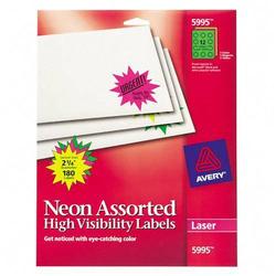 Avery-Dennison Avery Dennison High Visibility Labels2.25 Length - Permanent - 15 Sheet - Neon Yellow, Neon Magenta