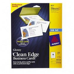 Avery-Dennison Avery Dennison InkJet Clean Edge Business Cards - 2 x 3.5 - Glossy - 200 x Card