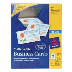 AVERY DENNISON Avery Dennison Inkjet Business Card - A8 - 2 x 3.5 - 1000 x Card - White (8471)