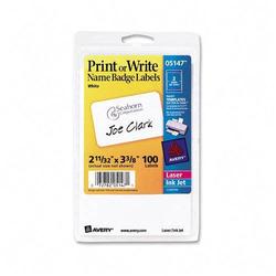 Avery-Dennison Avery Dennison Name Badge Label - 2.34 Width x 3.37 Length - Removable - 100 / Pack - White