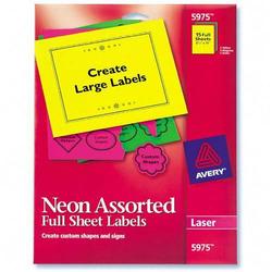 Avery-Dennison Avery Dennison Neon Rectangle Laser Labels - 8.5 Width x 11 Length - Permanent - 15 / Pack - Neon Yellow, Neon Green