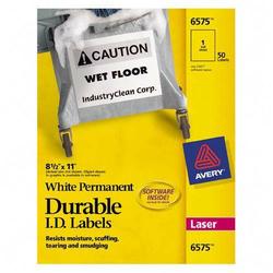 Avery-Dennison Avery Dennison Permanent Durable I.D. Labels - 8.5 Width x 11 Length - Permanent - 50 / Pack - White