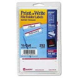 Avery-Dennison Avery Dennison Print or Write File Folder Label - 0.69 Width x 3.44 Length - Permanent - 252 / Pack - Dark Red