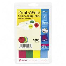 Avery-Dennison Avery Dennison Print or Write Round Color Coding Labels - 0.75 Diameter - Removable - 1008 Label - Blue, Yellow, Green