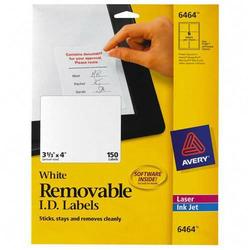 Avery-Dennison Avery Dennison Removable Labels - 3.33 Width x 4 Length - Removable - 150 / Pack - White