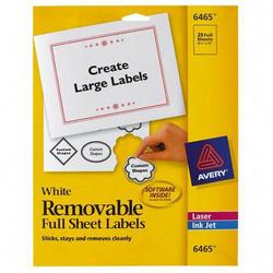Avery-Dennison Avery Dennison Removable Labels - 8.5 Width x 11 Length - 25 / Pack - White