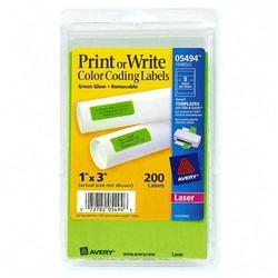 Avery-Dennison Avery Dennison Removable Rectangle Color Coding Multipurpose Label - 1 Width x 3 Length - Removable/ Pack - Neon Green