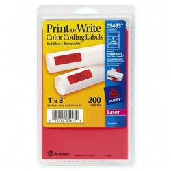 Avery-Dennison Avery Dennison Removable Rectangle Color Coding Multipurpose Labels - 1 Width x 3 Length - Removable/ Pack - Red